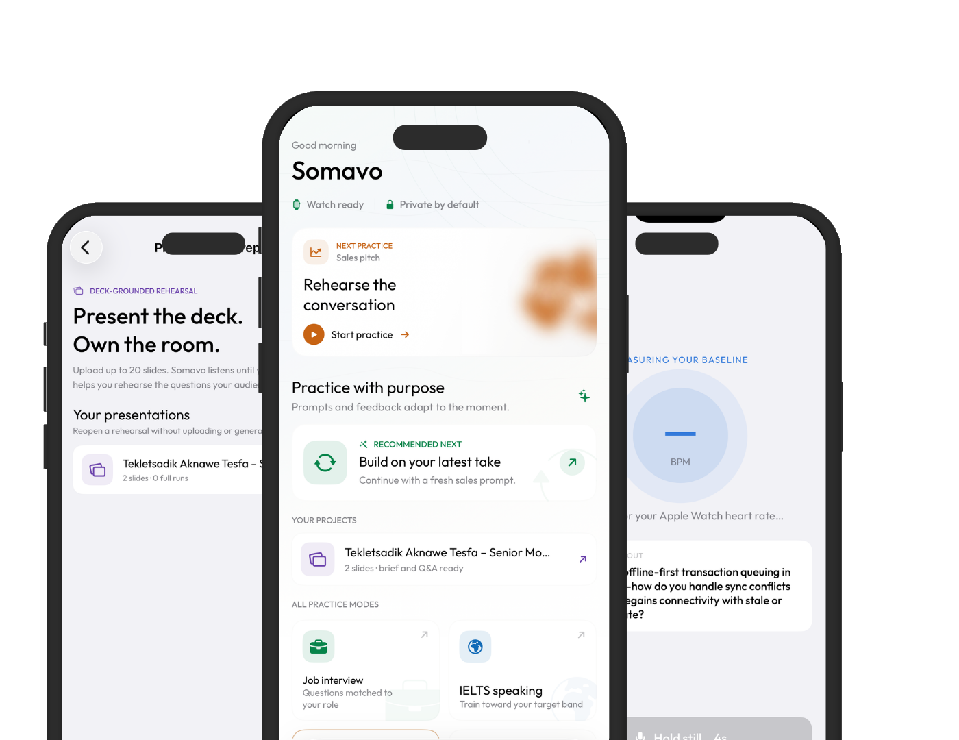 Somavo product interface showing connected sessions